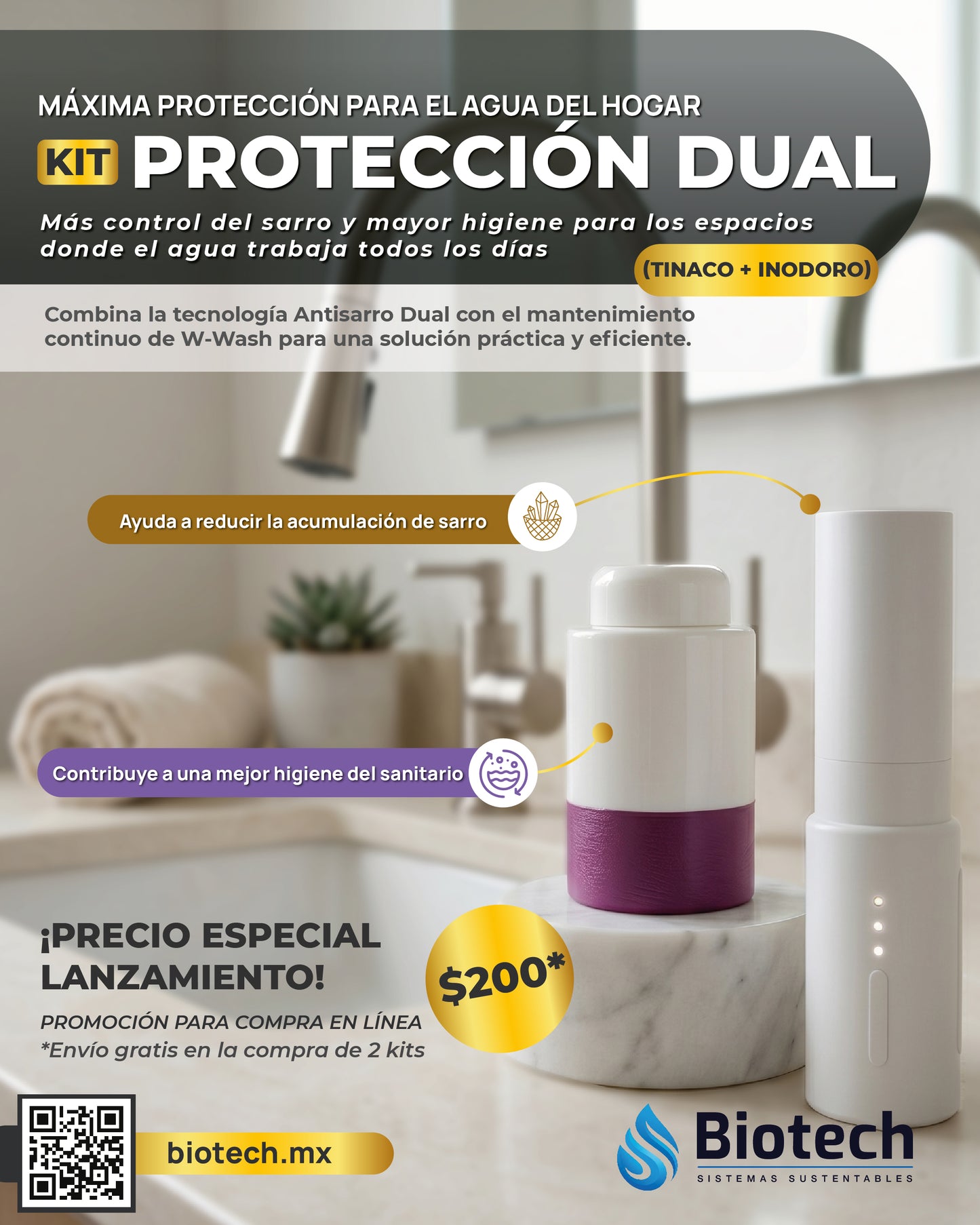 Kit Antisarro Dual y Desinfectante para Tinaco e Inodoro | Máxima Protección | Biotech
