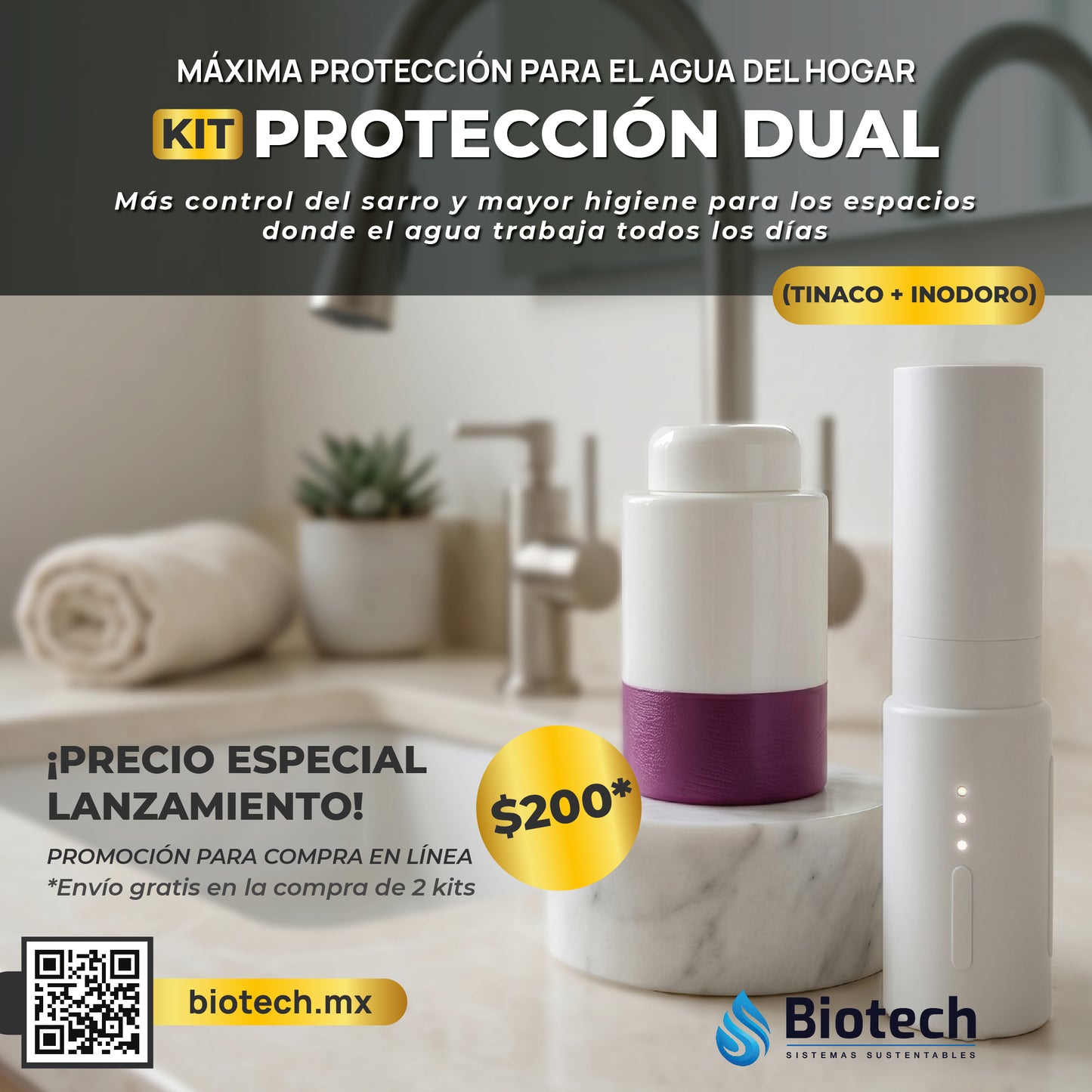 Kit Antisarro Dual y Desinfectante para Tinaco e Inodoro | Máxima Protección | Biotech